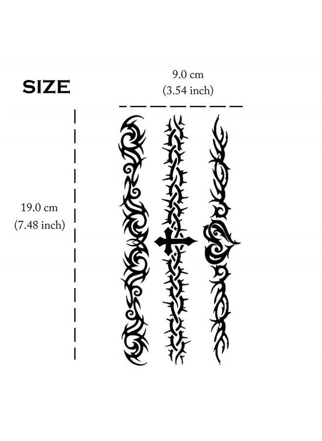 Yesallwas 6 Sheets Mix Tribal fake Tattoos Small Temporary Tattoo Blue Black Tribal Pattern Tattoo Body Sticker for Men Women 9cmX 19cm/3.54X7.48 inches (LXW)  - Image 4