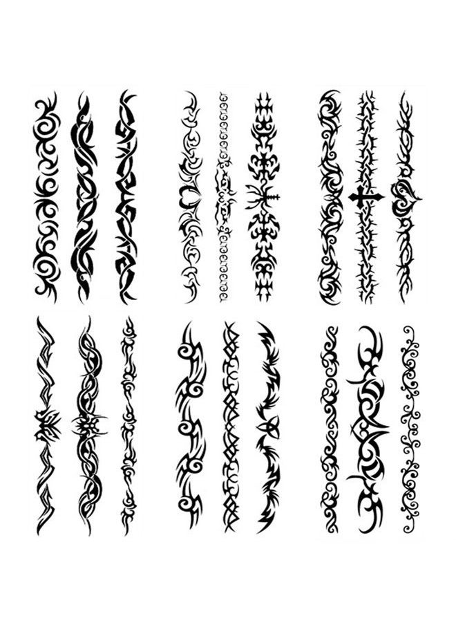 Yesallwas 6 Sheets Mix Tribal fake Tattoos Small Temporary Tattoo Blue Black Tribal Pattern Tattoo Body Sticker for Men Women 9cmX 19cm/3.54X7.48 inches (LXW)  - Image 1