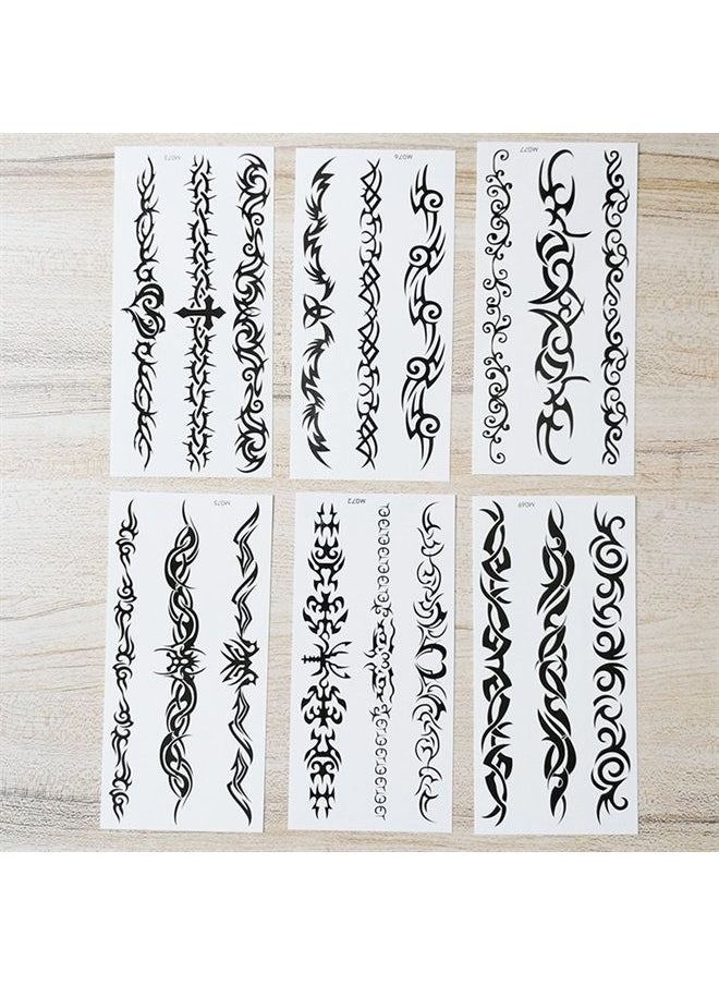 Yesallwas 6 Sheets Mix Tribal fake Tattoos Small Temporary Tattoo Blue Black Tribal Pattern Tattoo Body Sticker for Men Women 9cmX 19cm/3.54X7.48 inches (LXW)  - Image 3