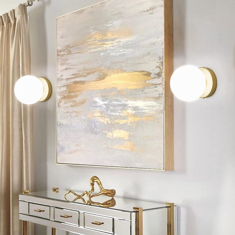 SINOMAN Metal Golden Wall Light Lamp with Glass Shade for Bedroom Living Room Caf Restaurant Hallway Kitchen Without Bulb - Image 3