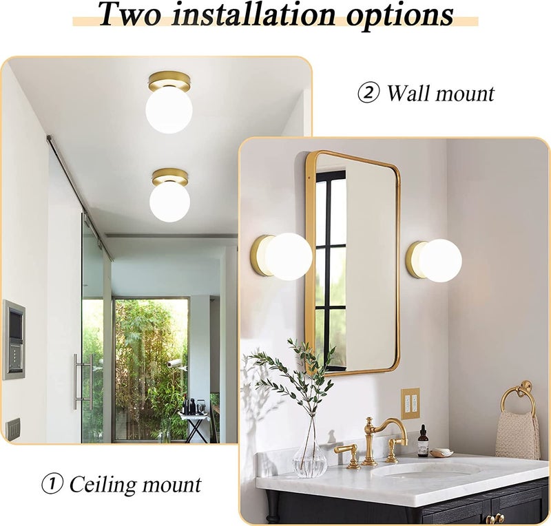 SINOMAN Metal Golden Wall Light Lamp with Glass Shade for Bedroom Living Room Caf Restaurant Hallway Kitchen Without Bulb - Image 4