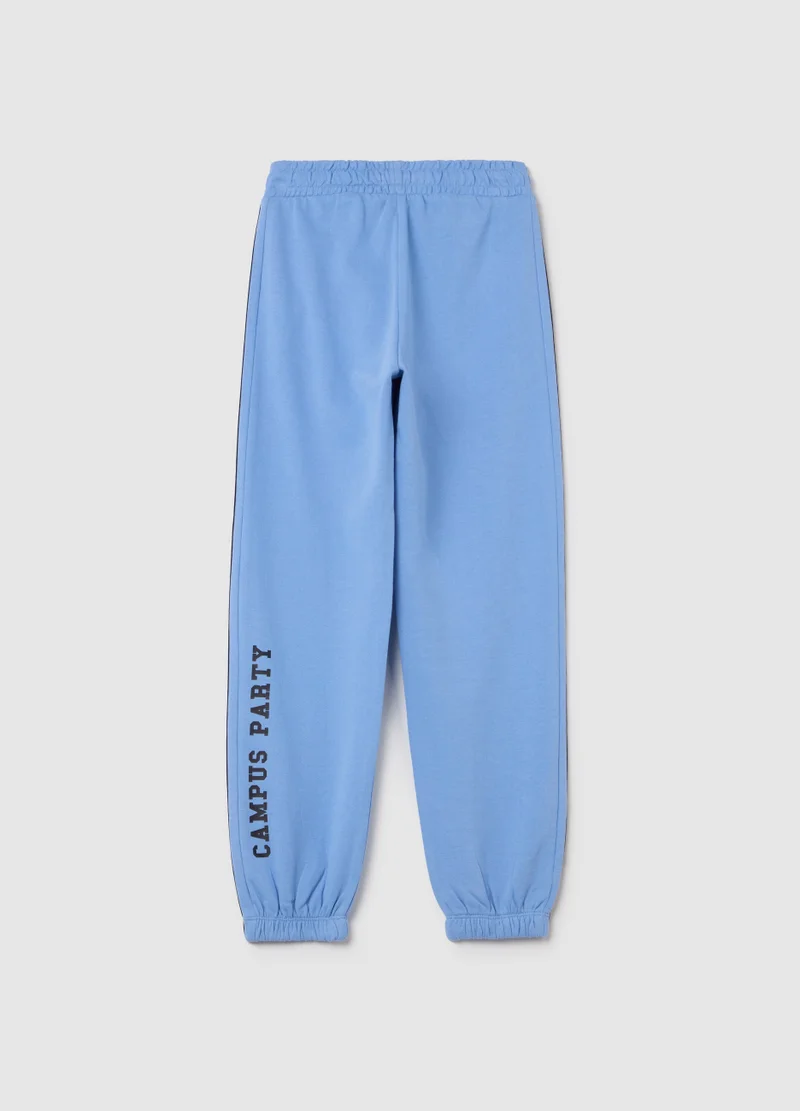 Ovs Joggers With Contrasting Bands And ''Sunset� Print