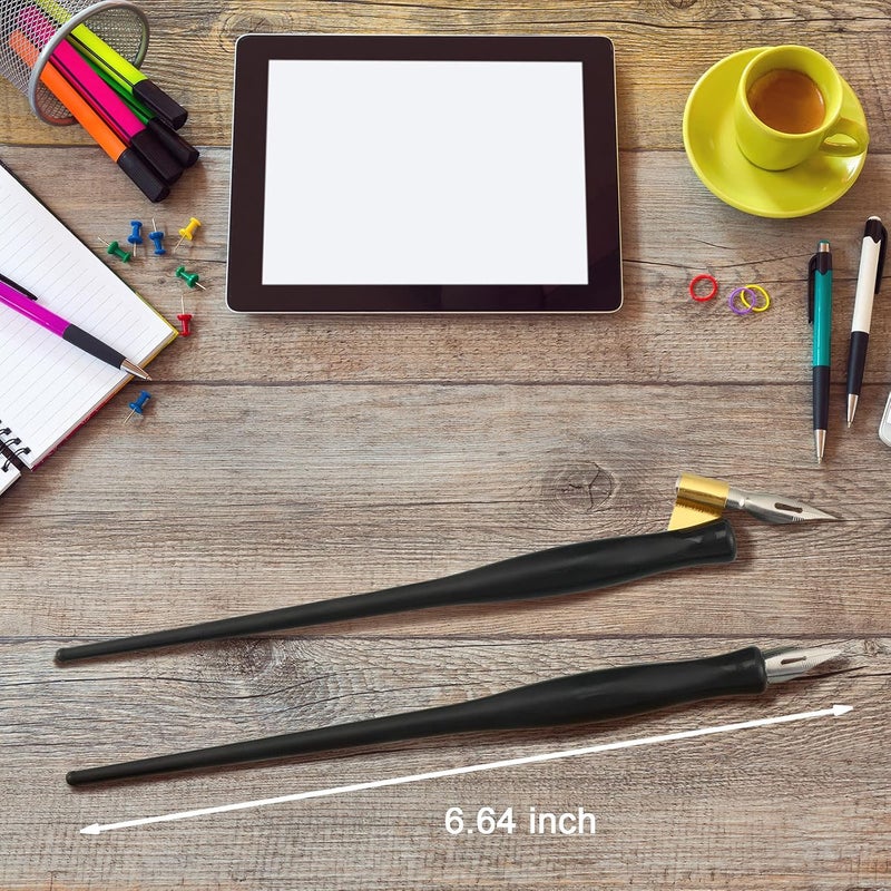 Zonon 2 Sets Oblique Calligraphy Dip Pen Set Include 2-in-1 Calligraphy Oblique Pen or Straight Holder with 8 Pcs Replacement Nibs - Image 4