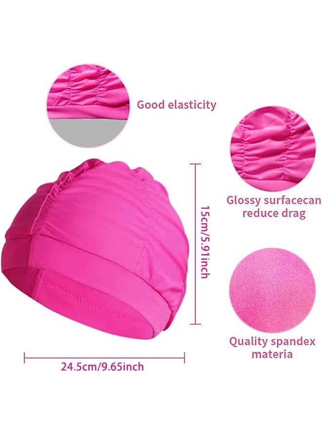 Photon قبعات سباحة مطوية للشعر الطويل، قطعتان، مصنوعة من البوليستر الملون، مناسبة للنساء البالغات ذوات الشعر الطويل، وقبعة استحمام مقاومة للماء. - Image 2