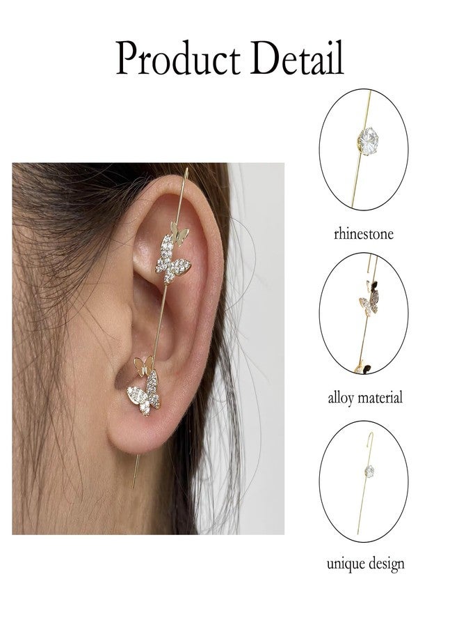 FFZDENA 3 Pcs Ear Cuff Earrings, Earcuffs For Women Fashion, Geometric Shape Ear Cuffs With Crystals, Hypoallergenic Metal Clip Earrings, Gold Earcuffs Earrings For Women For Formal Occasions - Image 3