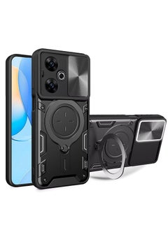 Generic for Redmi 13C 5G Case, Slide Camera Lens Cover, Magnetic Ring Holder Kickstand Protective Phone Case for Redmi 13C 5G, Black  - Image 1