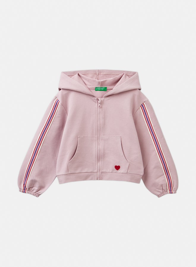 بينيتون سويتر بنات قصير بتفاصيل مخططة - Image 1