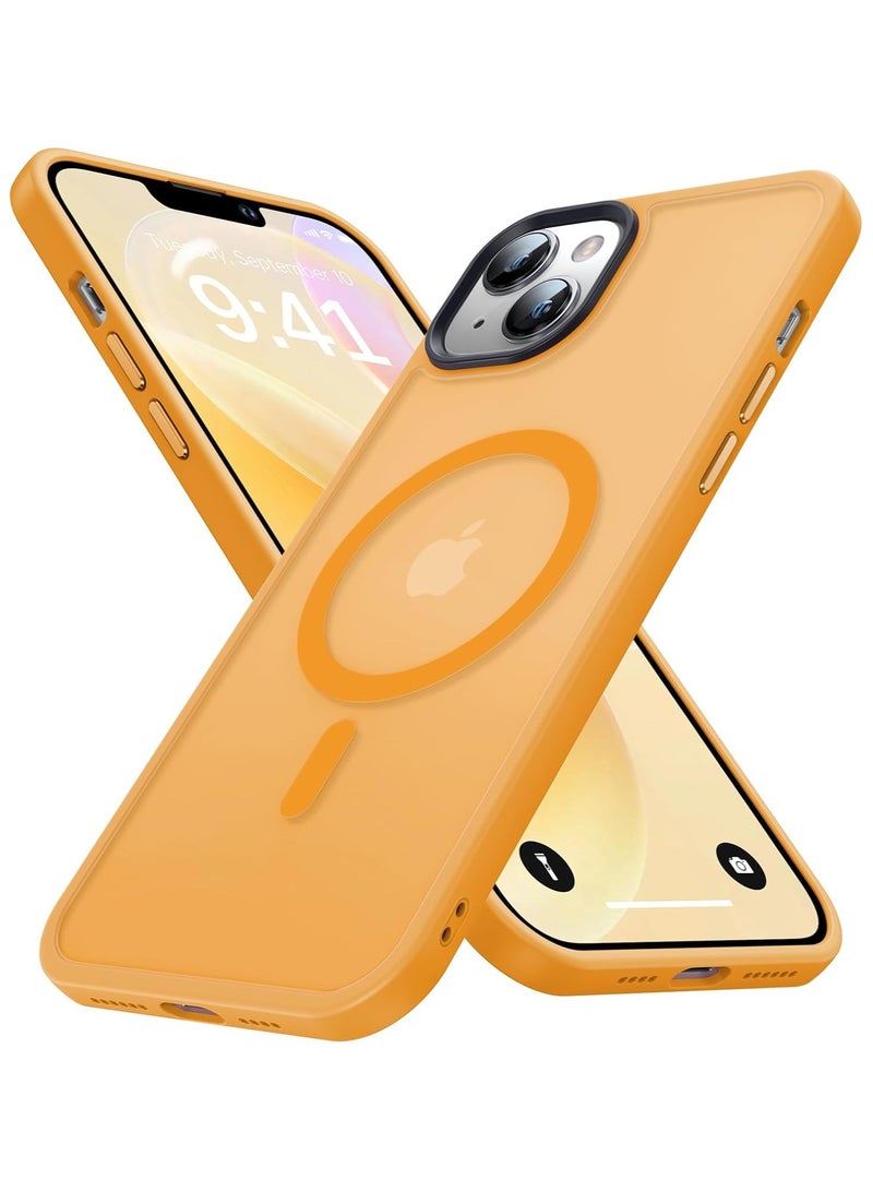 Magnetic Case For iPhone 15 Case Compatible with MagSafe Military Grade Protection Shockproof Translucent Matte Case Anti Scratch Shockproof Phone Case (Orange)  - Image 1