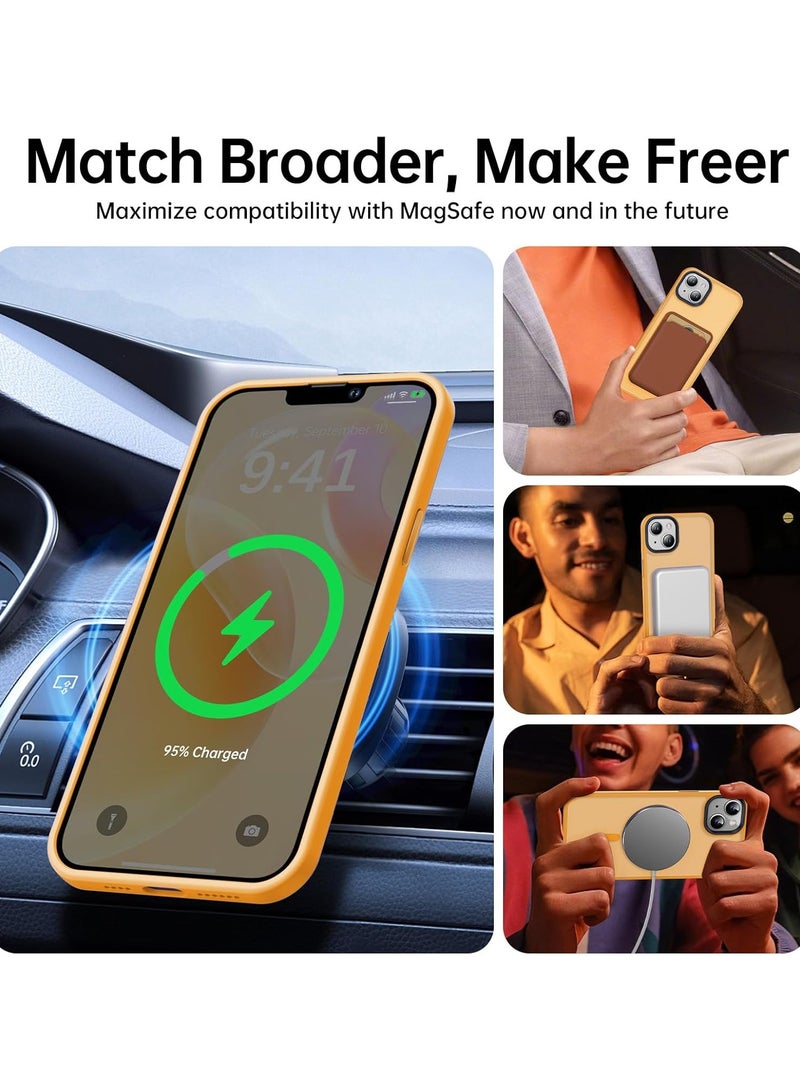 Magnetic Case For iPhone 15 Case Compatible with MagSafe Military Grade Protection Shockproof Translucent Matte Case Anti Scratch Shockproof Phone Case (Orange)  - Image 5