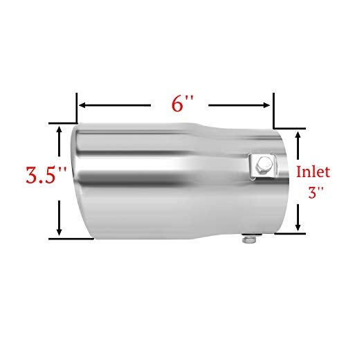 TriTrust Exhaust Tip, 2-2.75 inch inlet adjustable, Fit 2''/2.25''/2.5''/2.75'' Outer diameter Tailpipe, 3.5''Outlet 6''Long Muffler Tip, Chrome Stainless Steel Car Truck Tail Tip - Image 2
