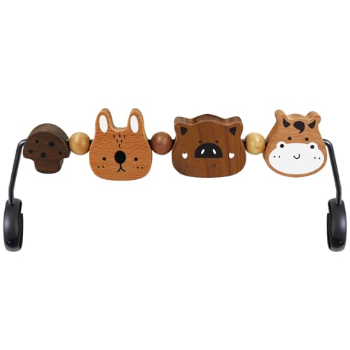 iGRATENS Baby Bjorn Bouncer Toy Bar Toy Bar for Baby Bouncer Soft Bliss Easy to Attach and Remove 360Rotating Natural Wooden Toys Exciting Design for Curious Babies Farm Animals - Image 1