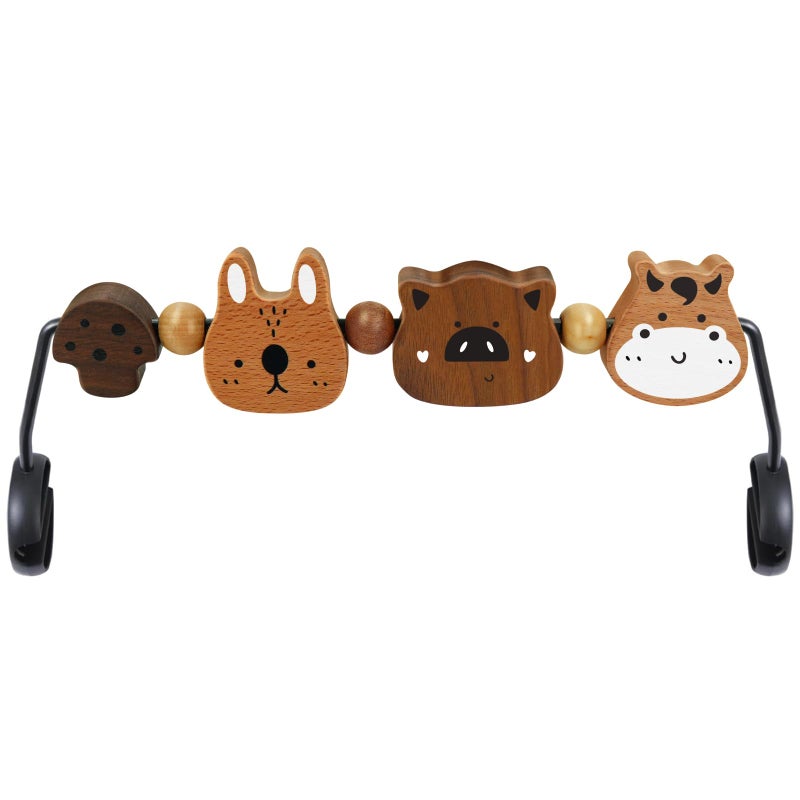 iGRATENS Baby Bjorn Bouncer Toy Bar Toy Bar for Baby Bouncer Soft Bliss Easy to Attach and Remove 360Rotating Natural Wooden Toys Exciting Design for Curious Babies Farm Animals - Image 2