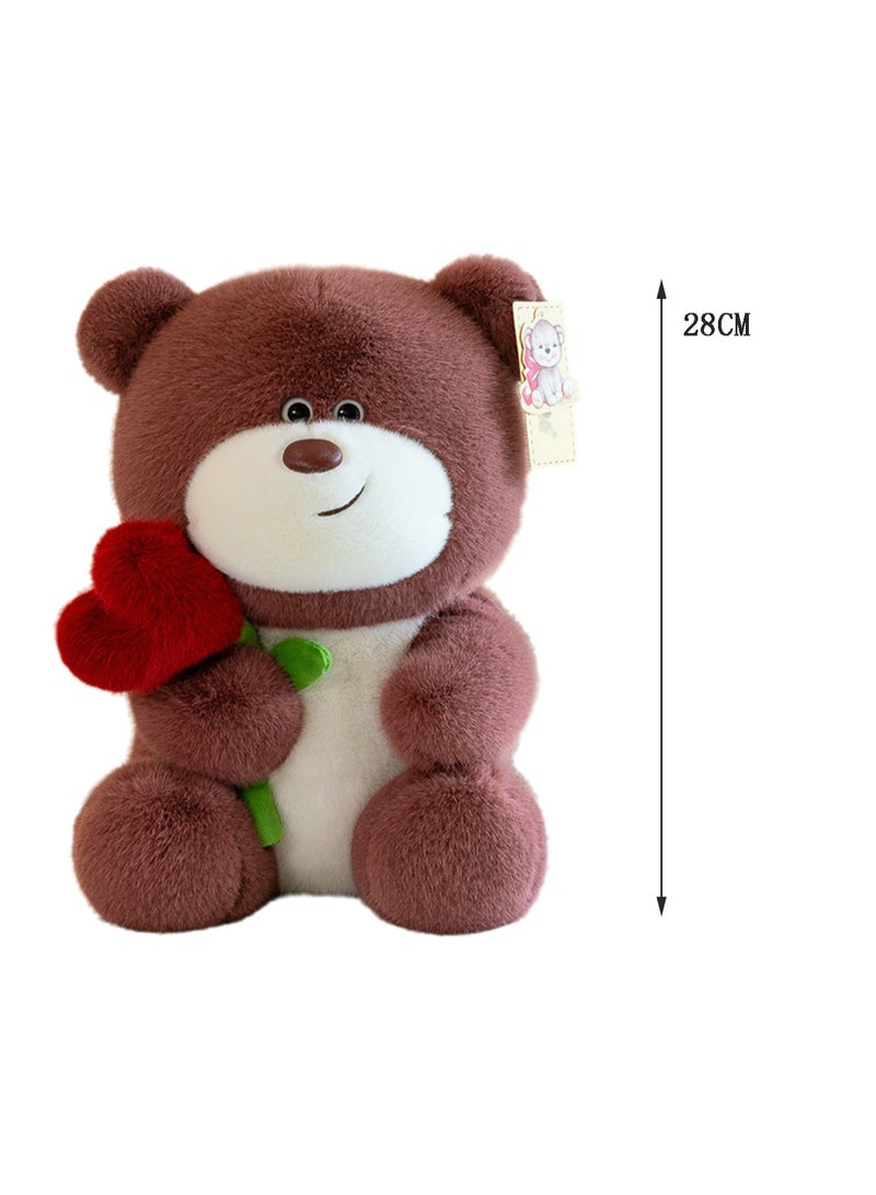 28 CM Cute Bear Plush Toy Soft Stuffed Cartoon Doll For Girls And Boys All Ages Gift（Red） - Image 2