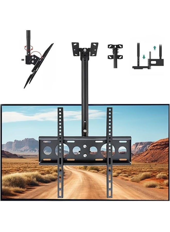 Ceiling TV Mount for 32″–55″ Screens – Adjustable Height, Swivel & Tilt Bracket – Supports Flat & Curved TVs – Heavy-Duty, VESA 400x400 Compatible - Image 1