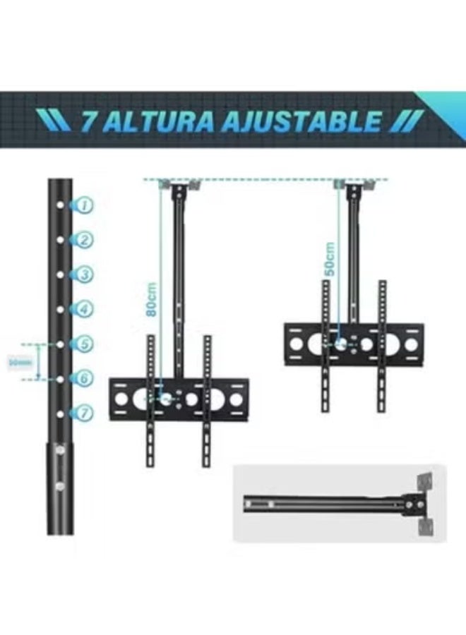 Ceiling TV Mount for 32″–55″ Screens – Adjustable Height, Swivel & Tilt Bracket – Supports Flat & Curved TVs – Heavy-Duty, VESA 400x400 Compatible - Image 5
