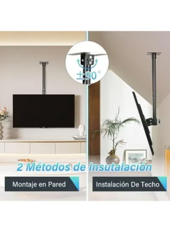 Ceiling TV Mount for 32″–55″ Screens – Adjustable Height, Swivel & Tilt Bracket – Supports Flat & Curved TVs – Heavy-Duty, VESA 400x400 Compatible - Image 3