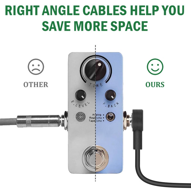 GOGHOST 24 Inch Guitar Patch Cables, 1/4" TS Right Angle Effect Pedal Flat Cables - Image 5