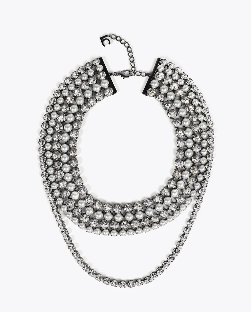 لولا كساديمونت عقد كريستال ولؤلؤ متعدد الطبقات