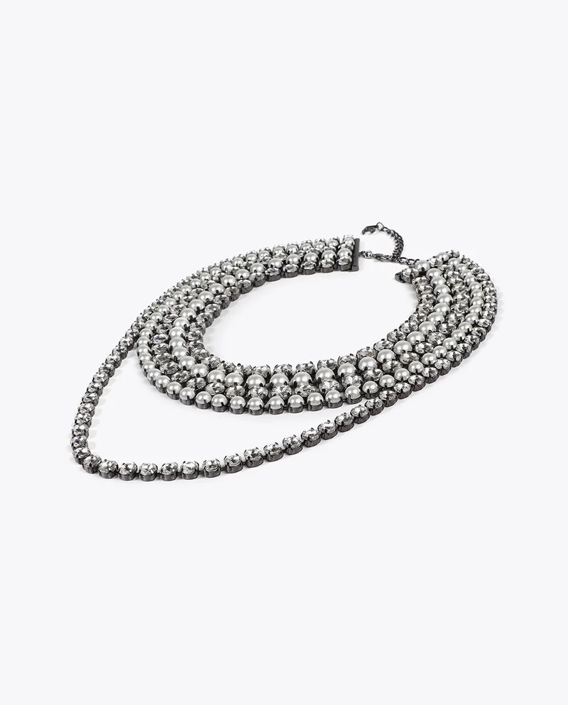 لولا كساديمونت عقد كريستال ولؤلؤ متعدد الطبقات