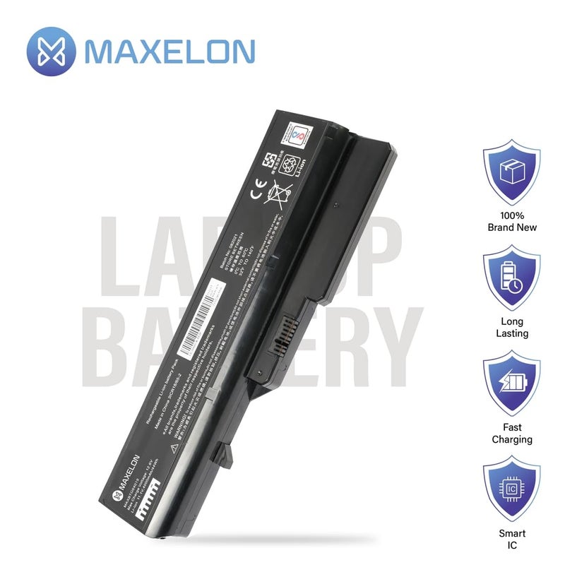Maxelon بطارية لابتوب قابلة للشحن معتمدة من BIS ل Lenovo G565 G560 G570 G575 G460 G470 6 خلايا PN: L09S6Y02-(أسود) - Image 4