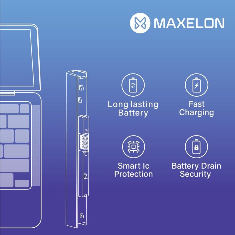 Maxelon بطارية لابتوب قابلة للشحن معتمدة من BIS ل Lenovo G565 G560 G570 G575 G460 G470 6 خلايا PN: L09S6Y02-(أسود) - Image 3