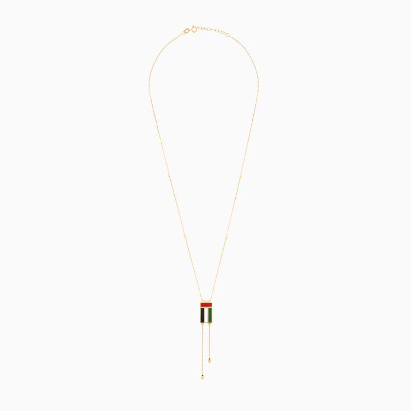 Jawhara Jewellery 18K Yellow Gold UAE Flag Enamel Pendant Necklace for Women, Luxury Fine Jewellery Statement Necklace, Elegant Cultural Gold Pendant Gift for Her, Patriotic UAE Jewellery By Jawhara - Image 2