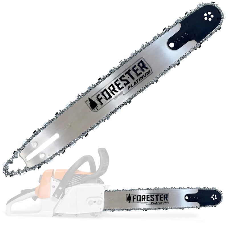 FORESTER 25â€ Platinum Replacement Chainsaw Guide Bar & Chain Combo - 25in Length, 3/8â€ Pitch, .050 Gauge, D025 Mount, 84 Drive Link â€“ Replacement Chainsaw Bars For Stihl