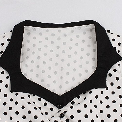 Nihsatin Vintage Polka Dot Retro Cocktail Prom Dresses 50's 60's Rockabilly Swing Dress - Image 4