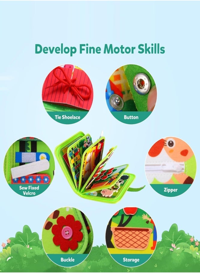 BELLSBERRY 20-in-1 Montessori Busy Book for Toddlers – Quiet Felt Activity Book for Life Skills, Sorting & Matching - Image 3