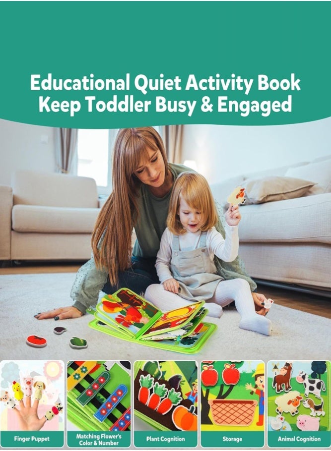 BELLSBERRY 20-in-1 Montessori Busy Book for Toddlers – Quiet Felt Activity Book for Life Skills, Sorting & Matching - Image 5