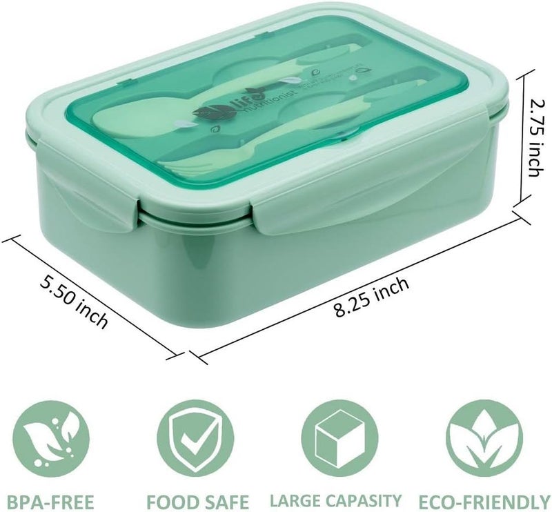 Lovina Bento Boxes for Adults - 1100 ML Bento Lunch Box For Kids Childrens With Spoon & Fork - Durable Perfect Size for On-the-Go Meal, BPA-Free and Food-Safe Materials(Green) - Image 3