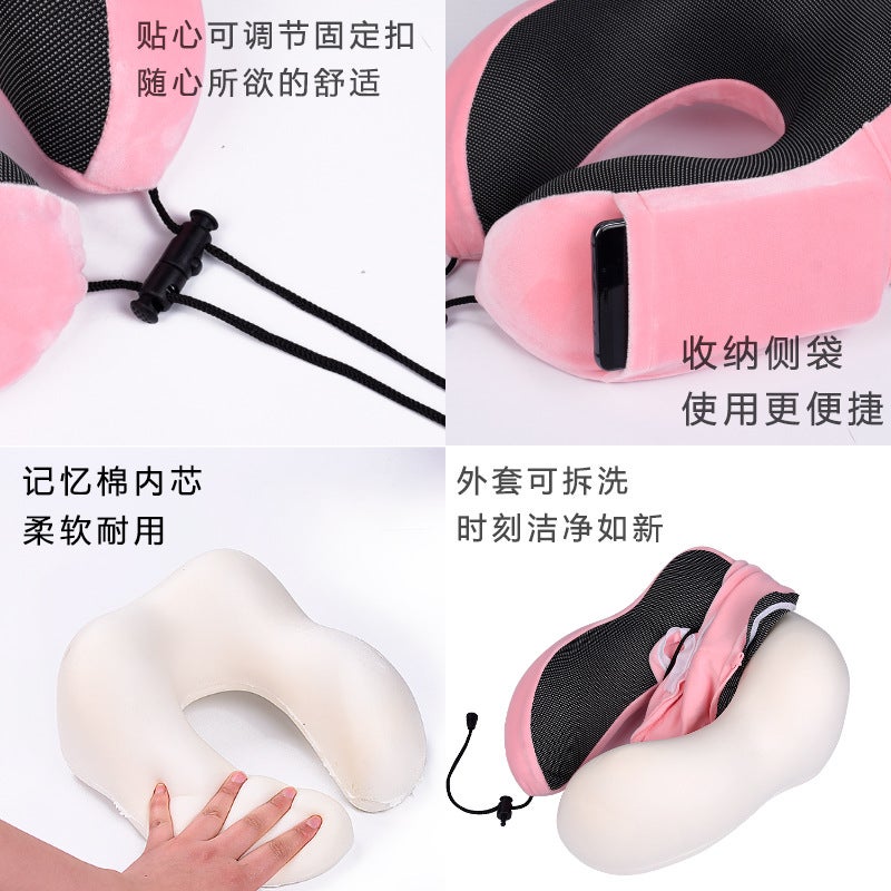 Memory Foam U-Shaped Travel Pillow – Neck Support for Adults with Crystal Velvet Cover - Image 4