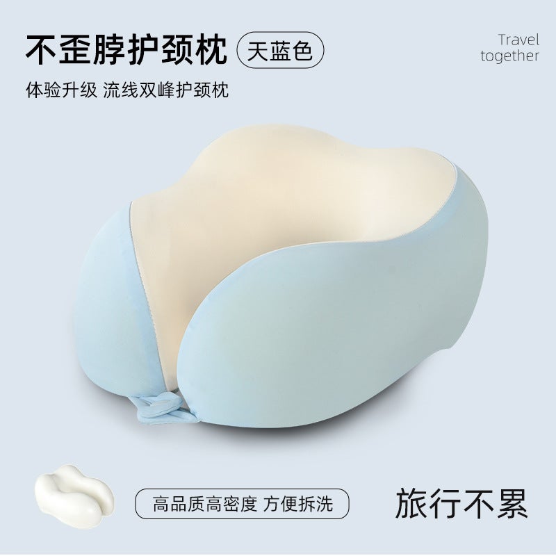 Memory Foam U-Shaped Travel Pillow – Neck Support for Adults with Crystal Velvet Cover - Image 1