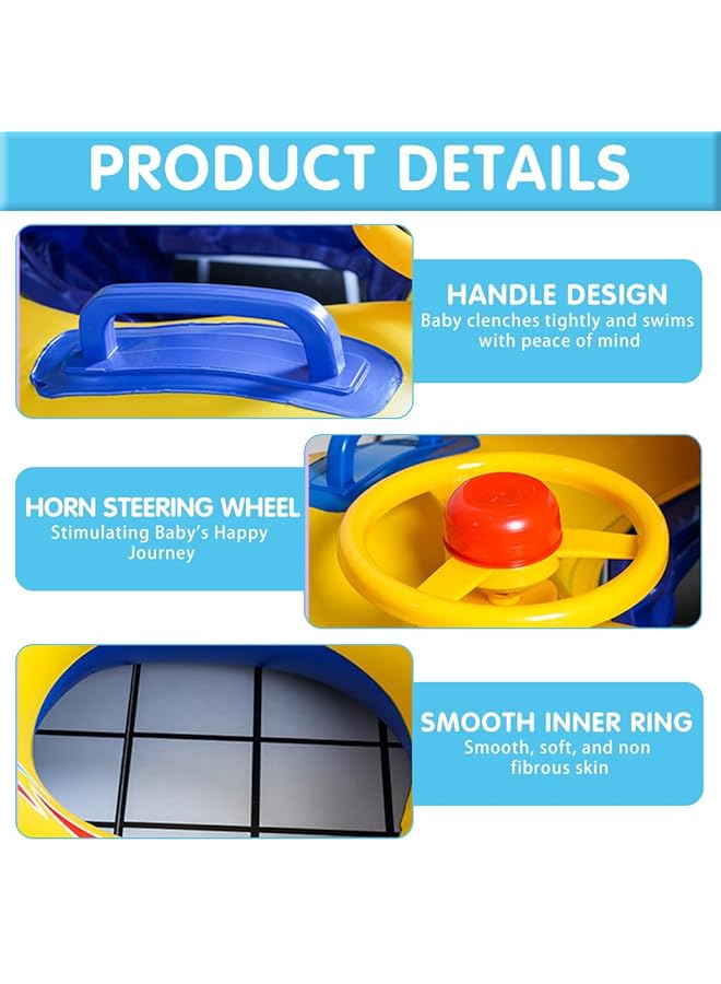 هاسذيب عوامة أطفال مزدوجة قابلة للنفخ مع مظلة شمسية، حلقة سباحة تفاعلية للوالدين والأطفال، أنبوب سباحة للأطفال، مظلة حماية من الأشعة فوق البنفسجية 110×65 سم، مناسبة للأطفال من عمر 6 إلى 48 شهرًا، أنبوب سباحة للأطفال - Image 3