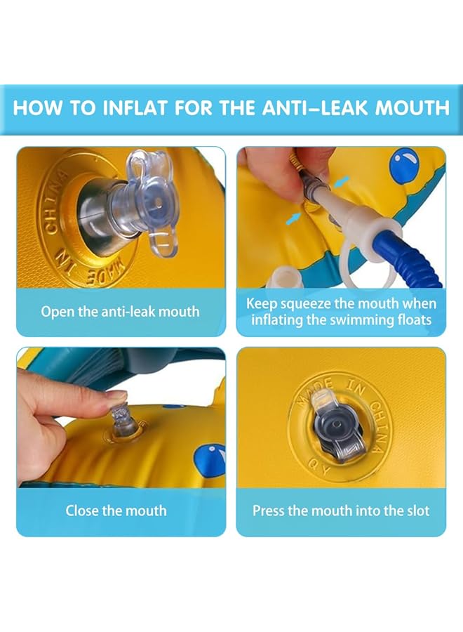 هاسذيب عوامة أطفال مزدوجة قابلة للنفخ مع مظلة شمسية، حلقة سباحة تفاعلية للوالدين والأطفال، أنبوب سباحة للأطفال، مظلة حماية من الأشعة فوق البنفسجية 110×65 سم، مناسبة للأطفال من عمر 6 إلى 48 شهرًا، أنبوب سباحة للأطفال - Image 4