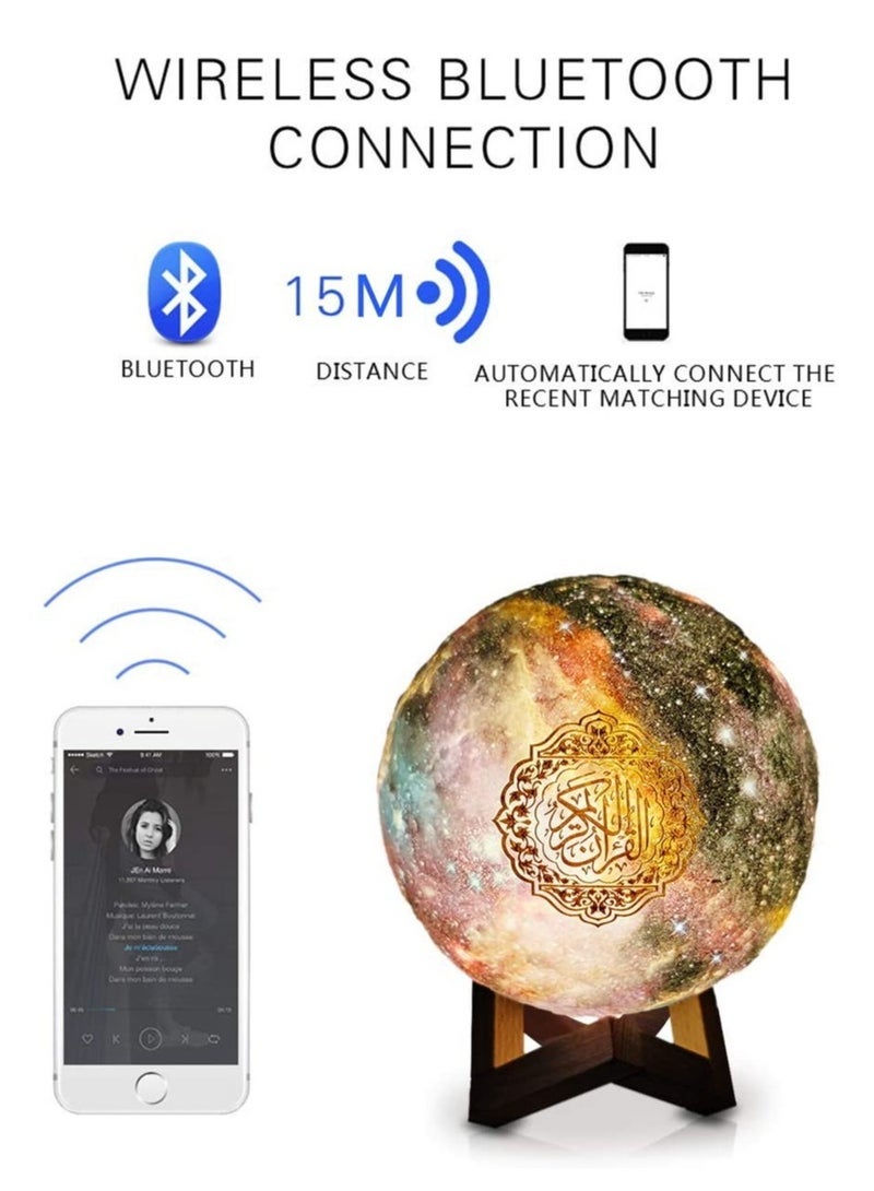 Quran LED Night Light Bluetooth Wireless Speakers Colorful Remote Control Moonlight Moon Lamp 7 Colors Support MP3 FM TF Card - Image 5
