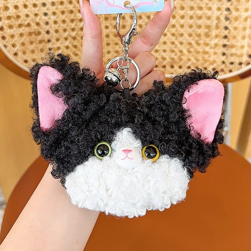Original German Cat Curly Fabric Cartoon Coin Purse Pendant Cute Earphone Case Keychain Gift - Image 2