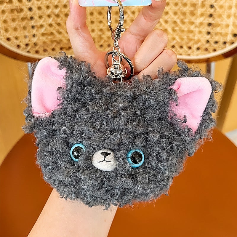 Original German Cat Curly Fabric Cartoon Coin Purse Pendant Cute Earphone Case Keychain Gift - Image 4