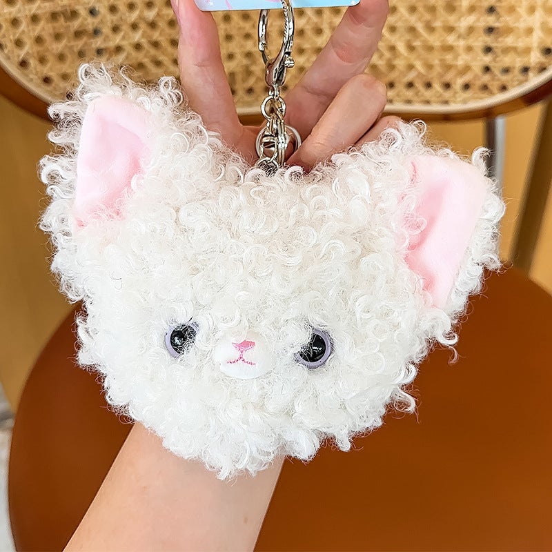 Original German Cat Curly Fabric Cartoon Coin Purse Pendant Cute Earphone Case Keychain Gift - Image 1