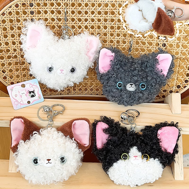 Original German Cat Curly Fabric Cartoon Coin Purse Pendant Cute Earphone Case Keychain Gift - Image 5