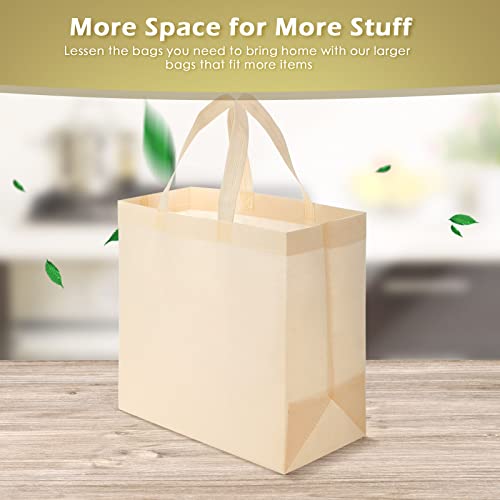 Reginary 50 Pieces Reusable Totes Bag Bulk Shopping Bags Non Woven Grocery handbag with Handles Foldable for Boutiques(Beige) - Image 2