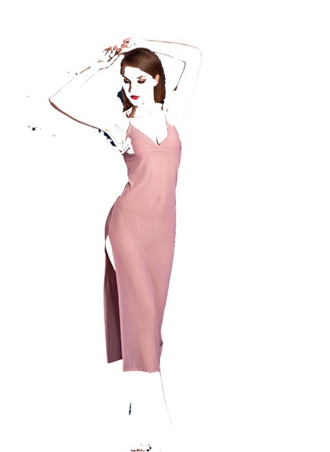 Women Silky  Tights Short Sleeve Stretch Oily Shiny See Through Nightdress .