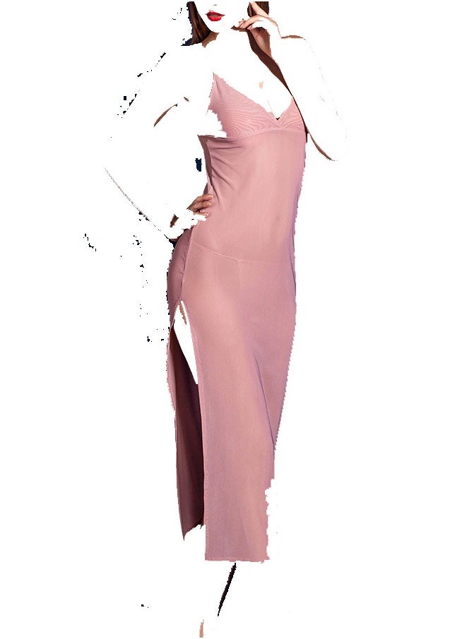 Generic - Women Silky  Tights Short Sleeve Stretch Oily Shiny See Through Nightdress . - Image 1