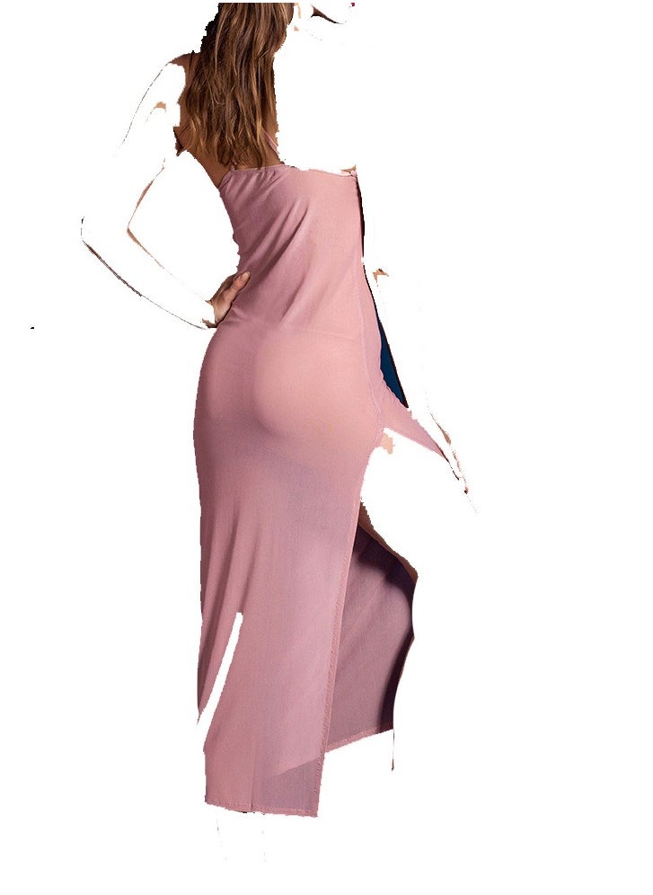 Generic - Women Silky  Tights Short Sleeve Stretch Oily Shiny See Through Nightdress . - Image 1