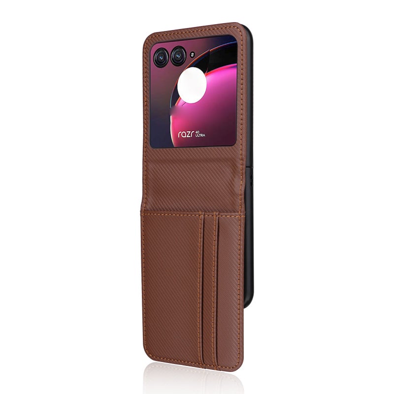 HuHa Protective Cover For Motorola Moto Razr 40 Ultra Card Slot PU Leather PC Phone Case(Brown) - Image 2
