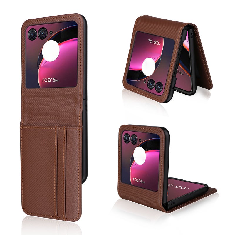 HuHa Protective Cover For Motorola Moto Razr 40 Ultra Card Slot PU Leather PC Phone Case(Brown) - Image 1