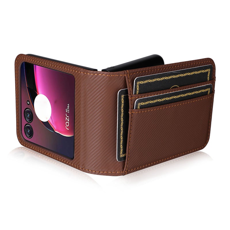 HuHa Protective Cover For Motorola Moto Razr 40 Ultra Card Slot PU Leather PC Phone Case(Brown) - Image 5