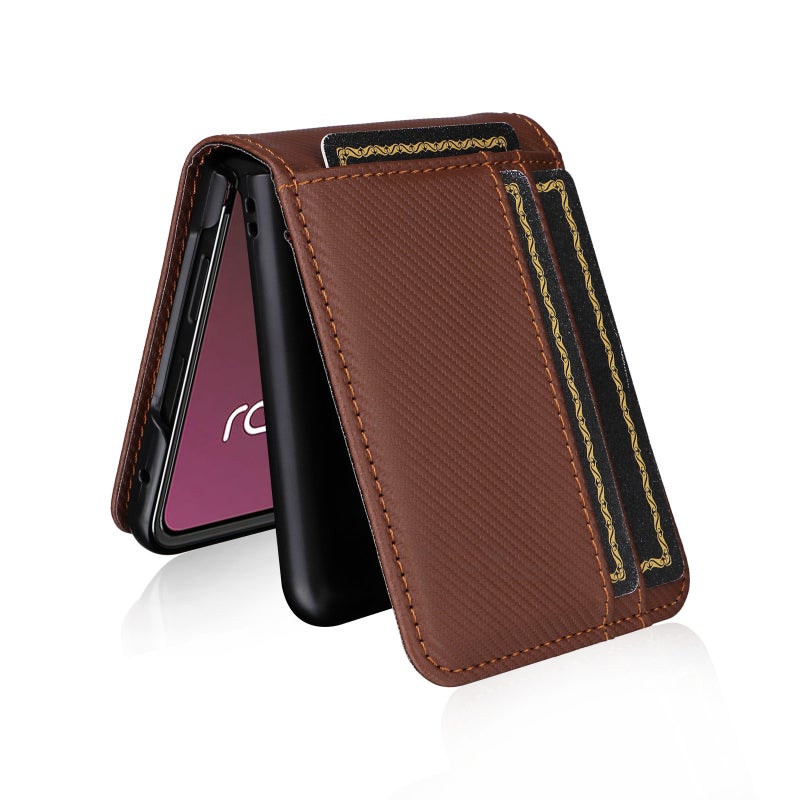 HuHa Protective Cover For Motorola Moto Razr 40 Ultra Card Slot PU Leather PC Phone Case(Brown) - Image 4