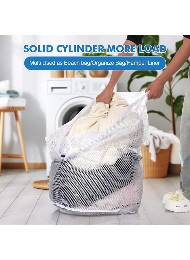 3 Pcs Mesh Laundry Bags for Washing Machine, Mesh Wash Bags Jumbo for Delicates Clothes, Bed Linen, Toys with Drawstring Closure Sturdy, 50 x 60 cm