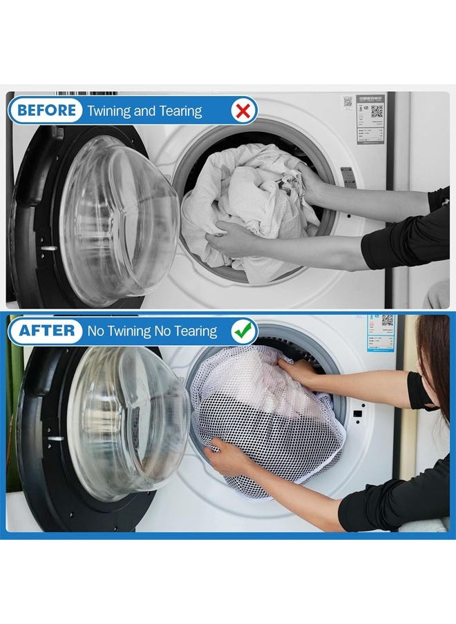 3 Pcs Mesh Laundry Bags for Washing Machine, Mesh Wash Bags Jumbo for Delicates Clothes, Bed Linen, Toys with Drawstring Closure Sturdy, 50 x 60 cm